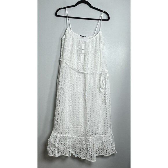 J.CREW Oval Eyelet Midi Dress Size Small White NEW Casual Preppy Bride CK828 - Picture 2 of 15